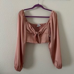 Pink longsleeve bow crop top